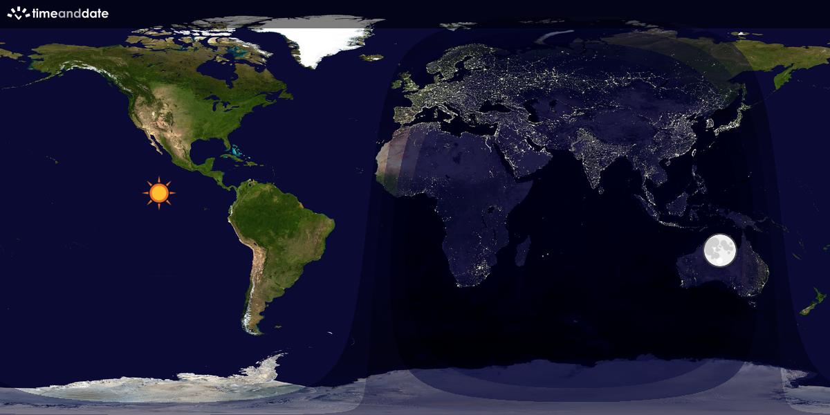 Verdenskart som viser dag og natt 