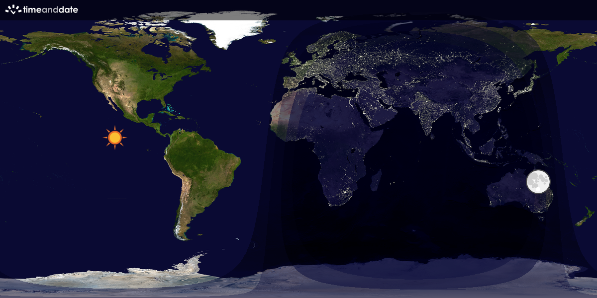 Verdenskart som viser dag og natt 