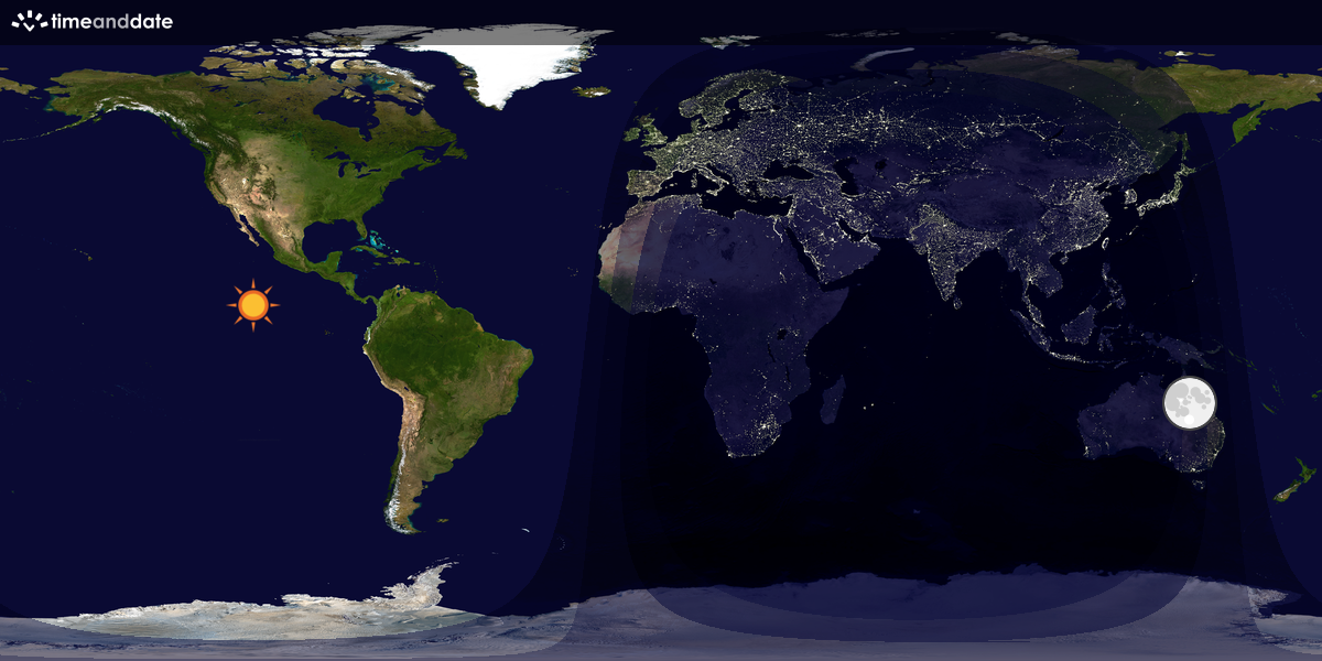 Verdenskart som viser dag og natt 