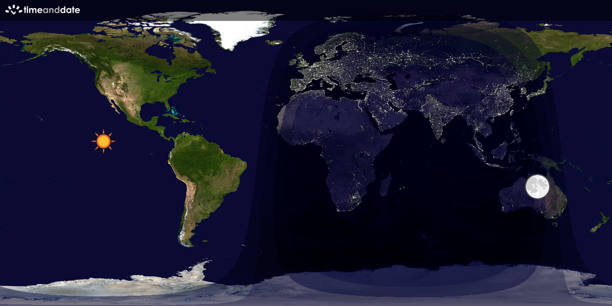 Verdenskart som viser dag og natt 