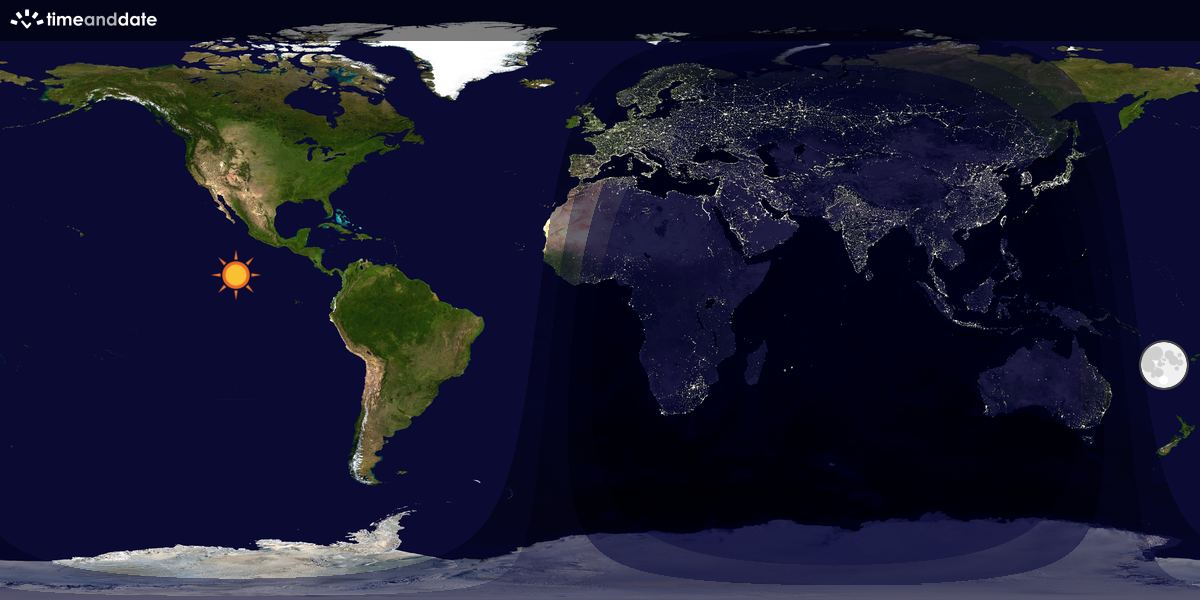 Verdenskart som viser dag og natt 