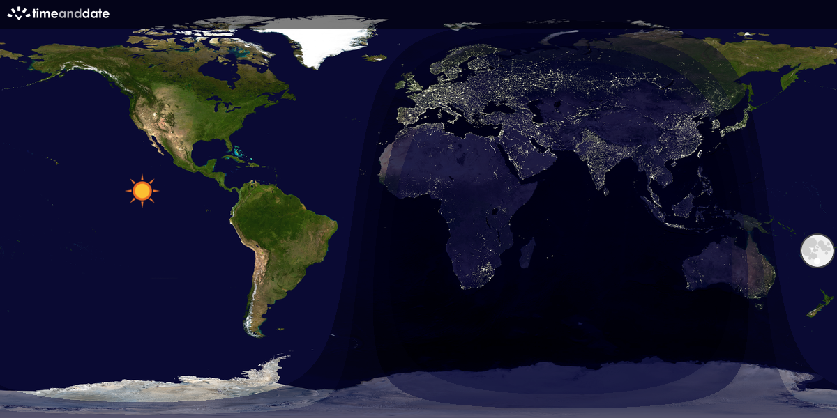 Verdenskart som viser dag og natt 