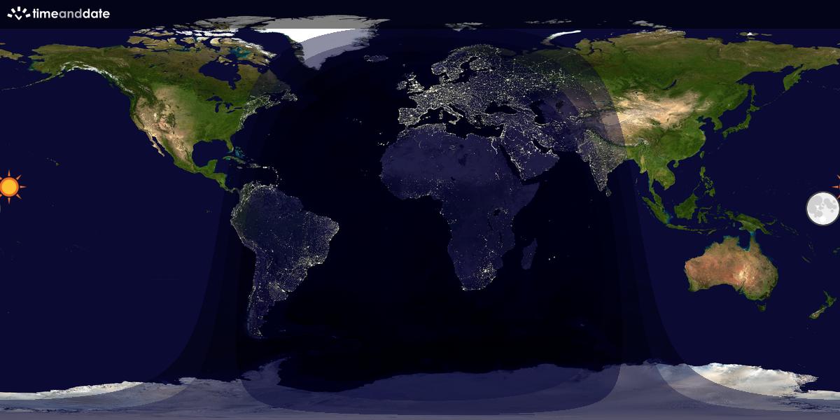 Verdenskart som viser dag og natt 