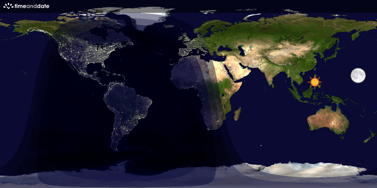 Verdenskart som viser dag og natt 
