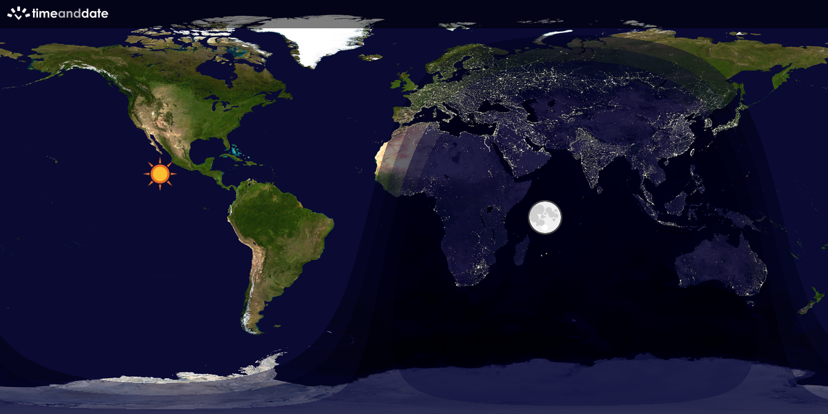 Verdenskart som viser dag og natt 
