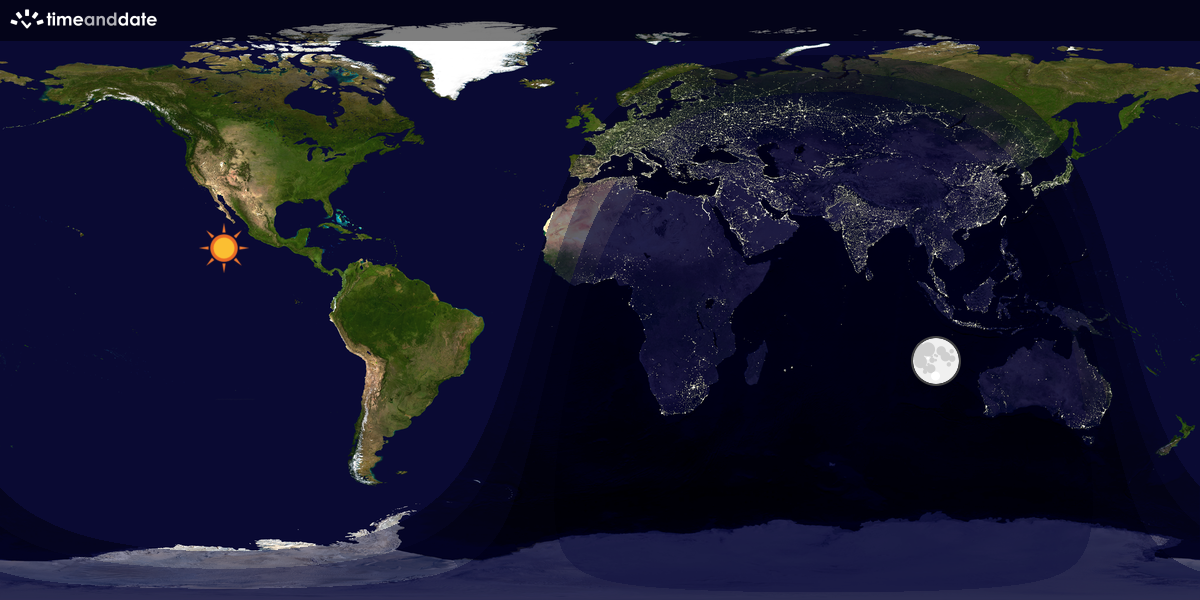 Verdenskart som viser dag og natt 