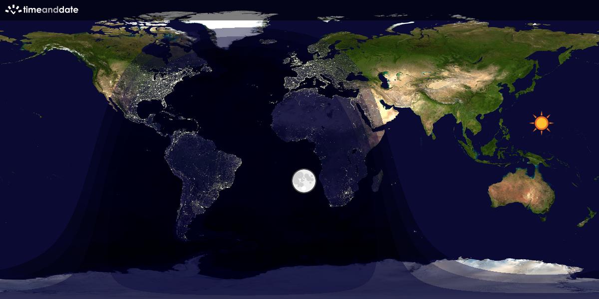 Verdenskart som viser dag og natt 