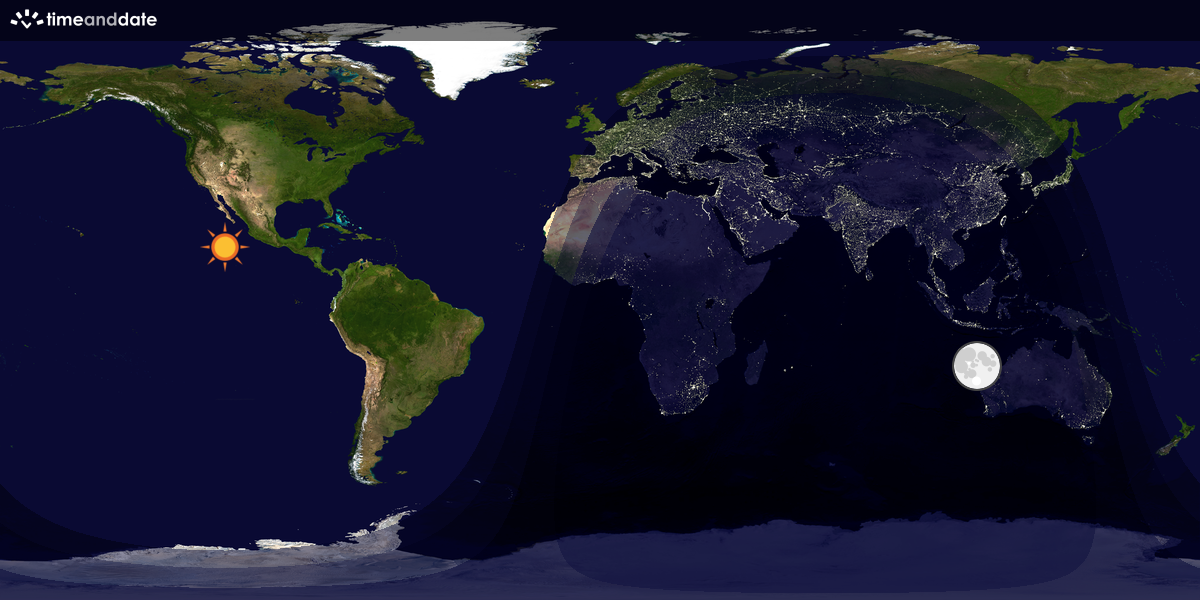 Verdenskart som viser dag og natt 
