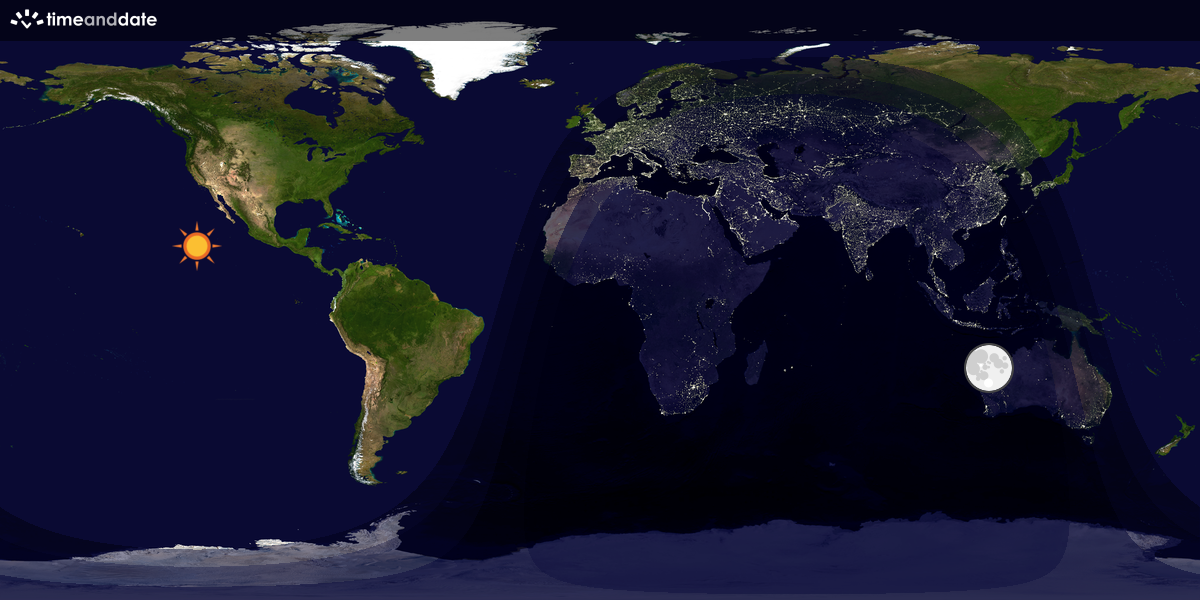 Verdenskart som viser dag og natt 
