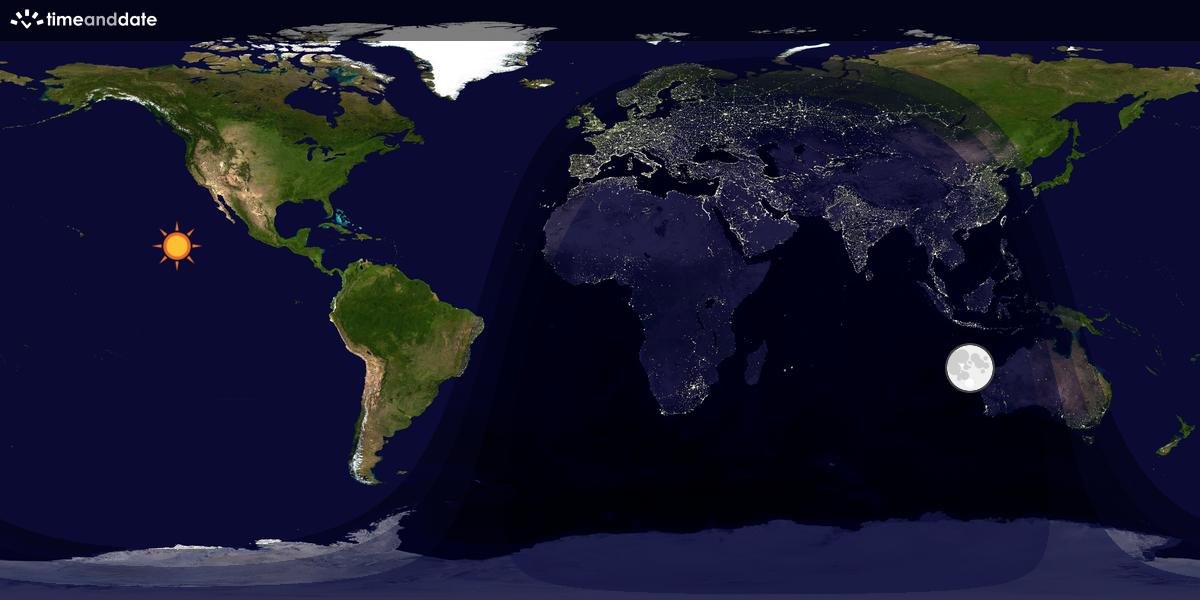 Verdenskart som viser dag og natt 