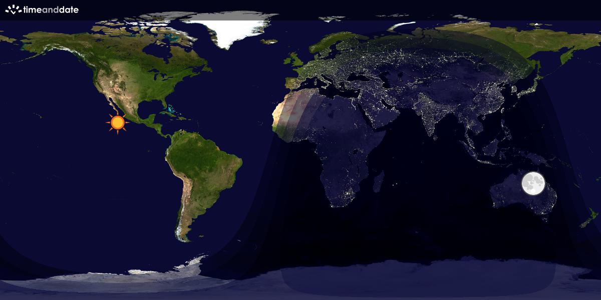 Verdenskart som viser dag og natt 