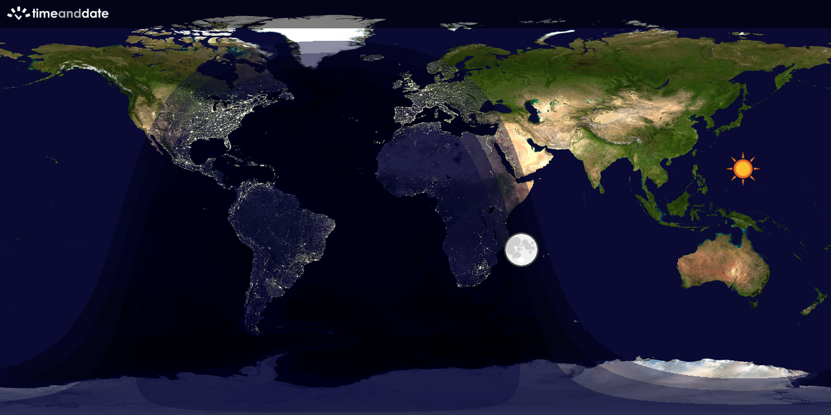 Verdenskart som viser dag og natt 