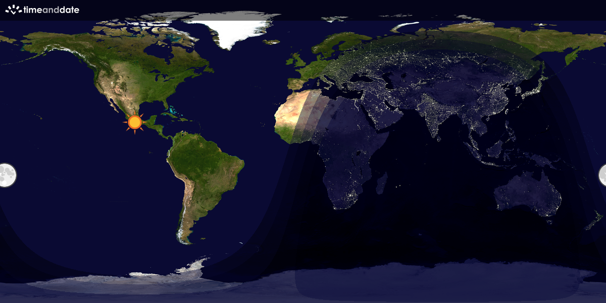 Verdenskart som viser dag og natt 