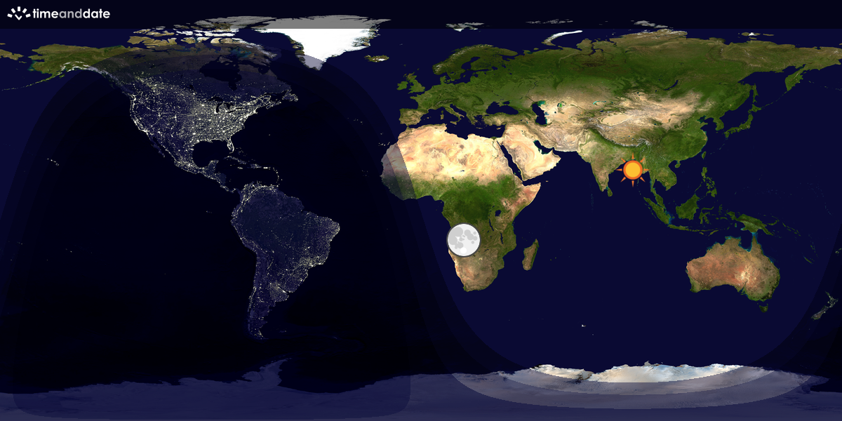 Verdenskart som viser dag og natt 