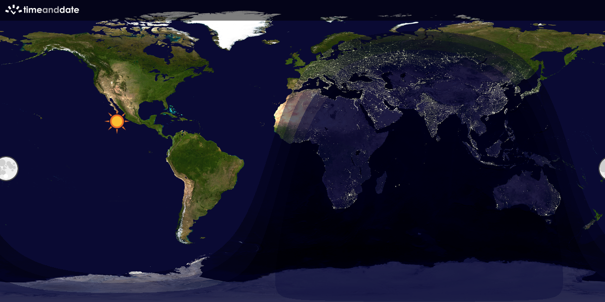 Verdenskart som viser dag og natt 