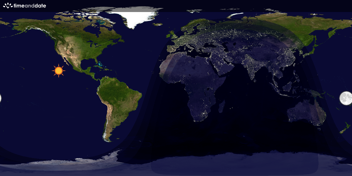 Verdenskart som viser dag og natt 