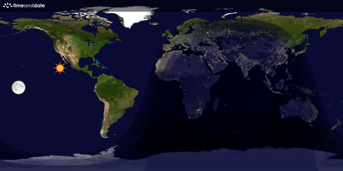 Verdenskart som viser dag og natt 