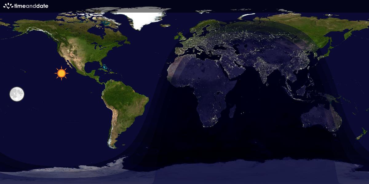 Verdenskart som viser dag og natt 