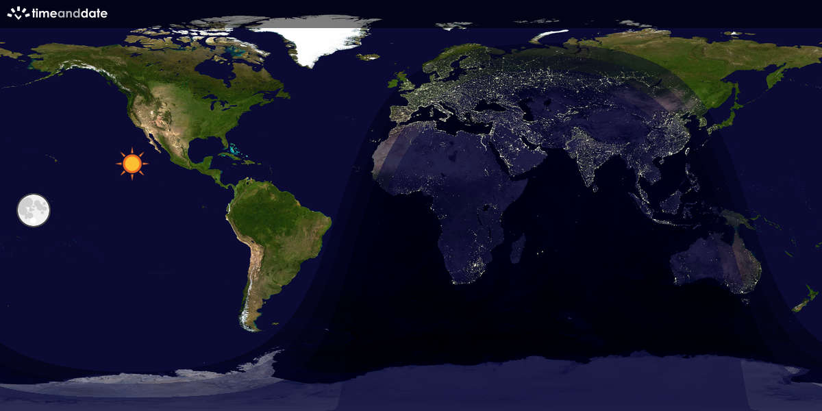 Verdenskart som viser dag og natt 