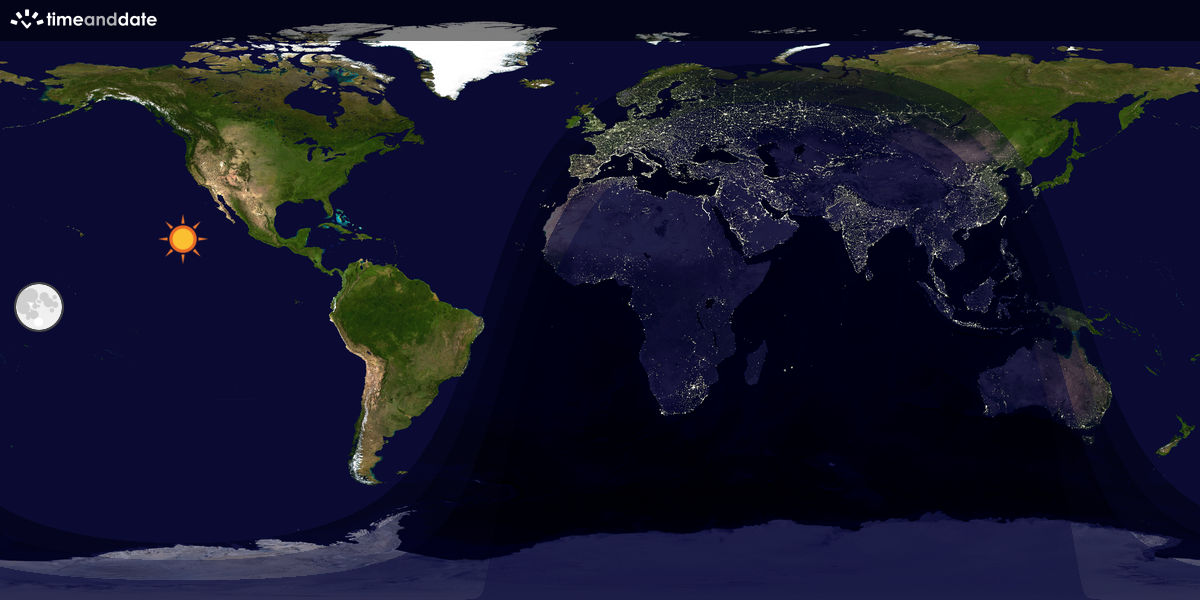 Verdenskart som viser dag og natt 