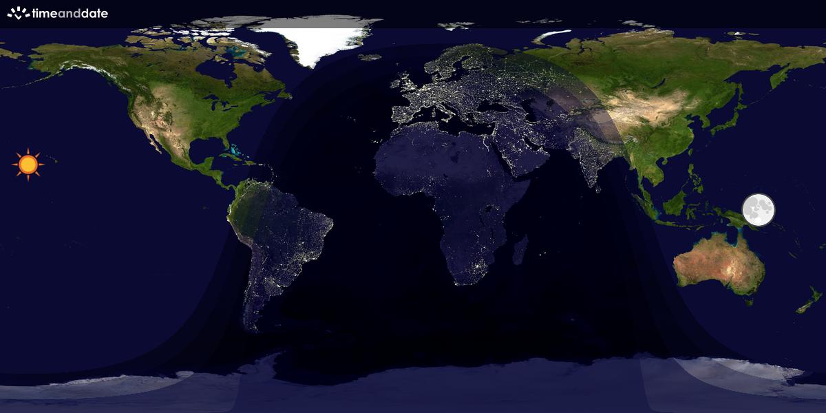 Verdenskart som viser dag og natt 