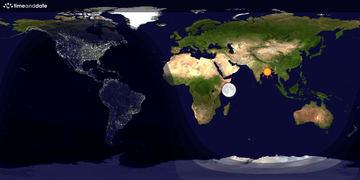 Verdenskart som viser dag og natt 