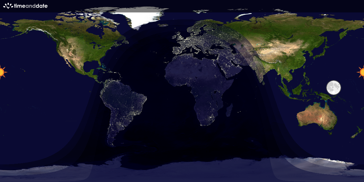 Verdenskart som viser dag og natt 