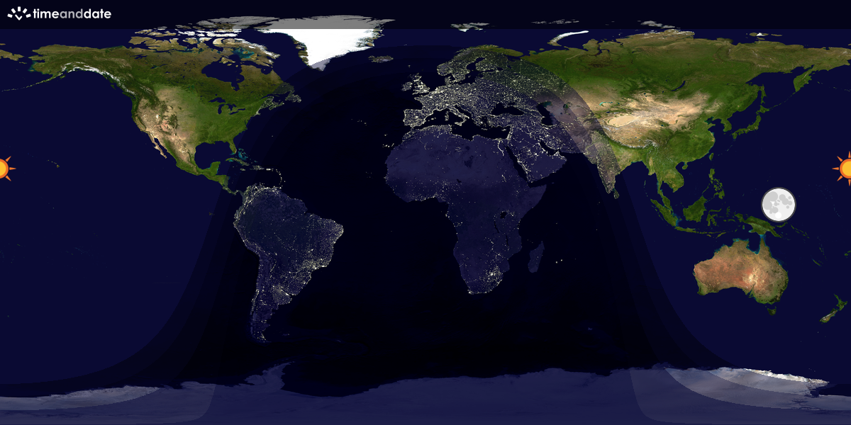 Verdenskart som viser dag og natt 