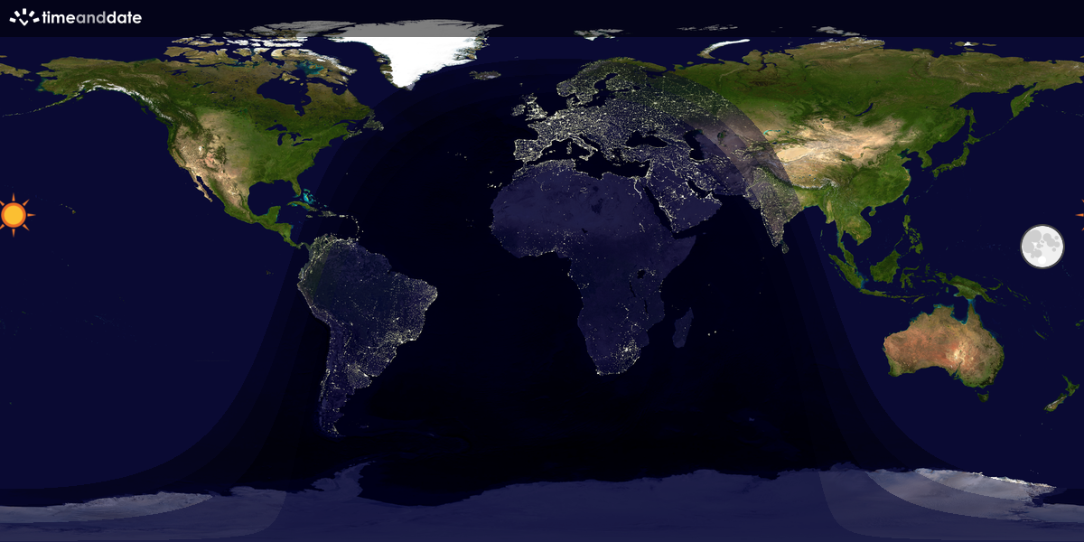 Verdenskart som viser dag og natt 