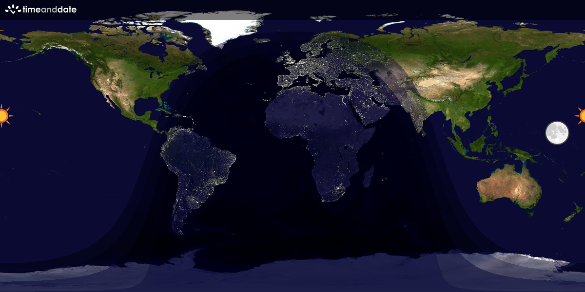 Verdenskart som viser dag og natt 