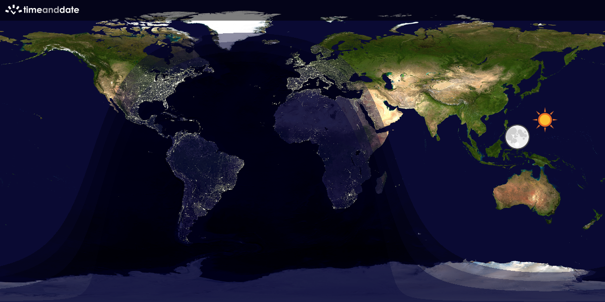 Verdenskart som viser dag og natt 