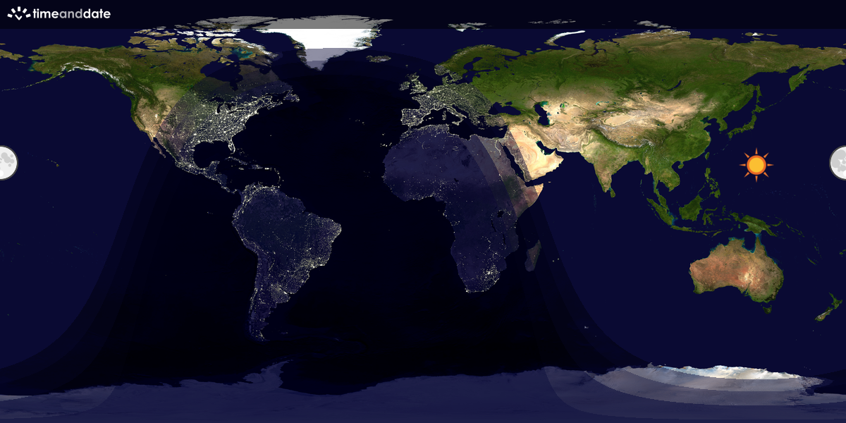 Verdenskart som viser dag og natt 