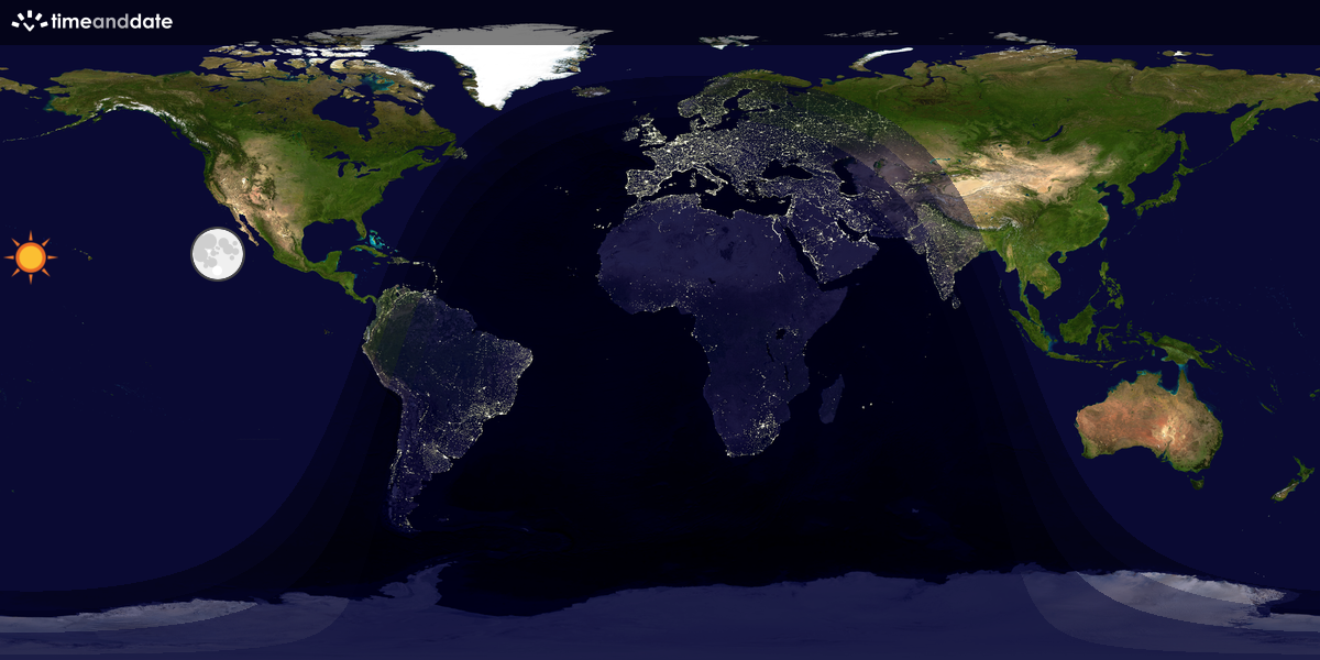 Verdenskart som viser dag og natt 