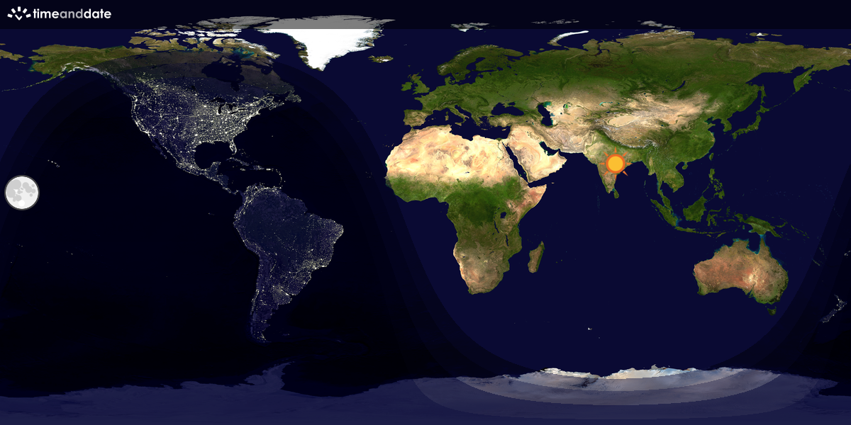 Verdenskart som viser dag og natt 