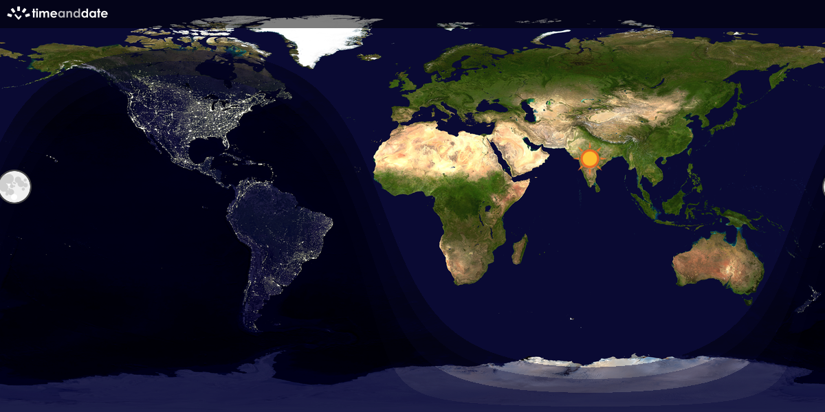Verdenskart som viser dag og natt 