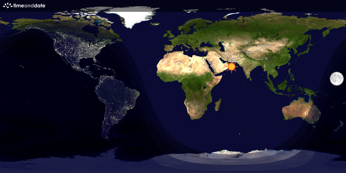 Verdenskart som viser dag og natt 
