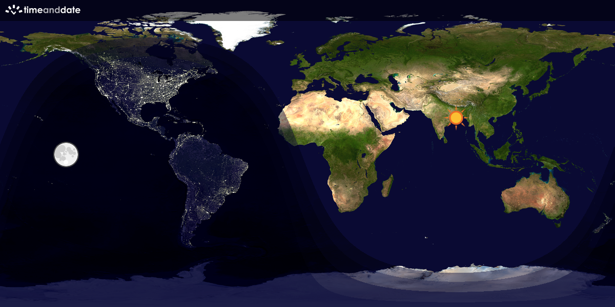 Verdenskart som viser dag og natt 