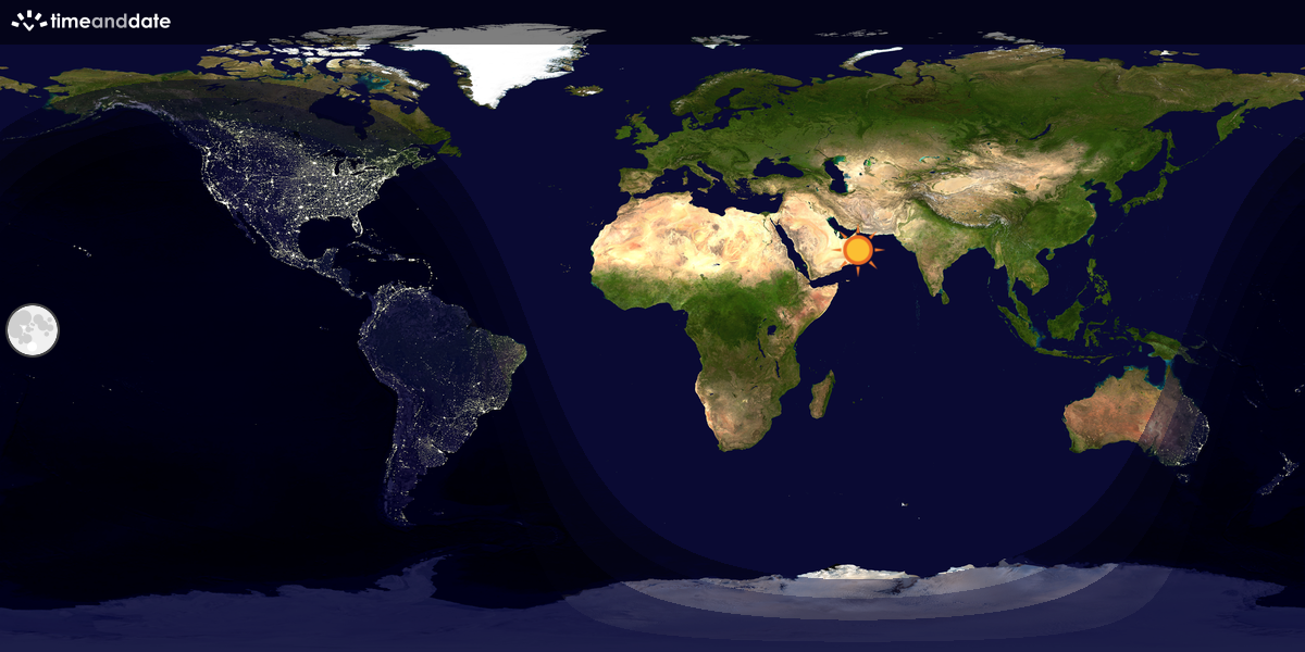 Verdenskart som viser dag og natt 