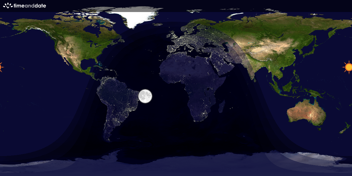 Verdenskart som viser dag og natt 