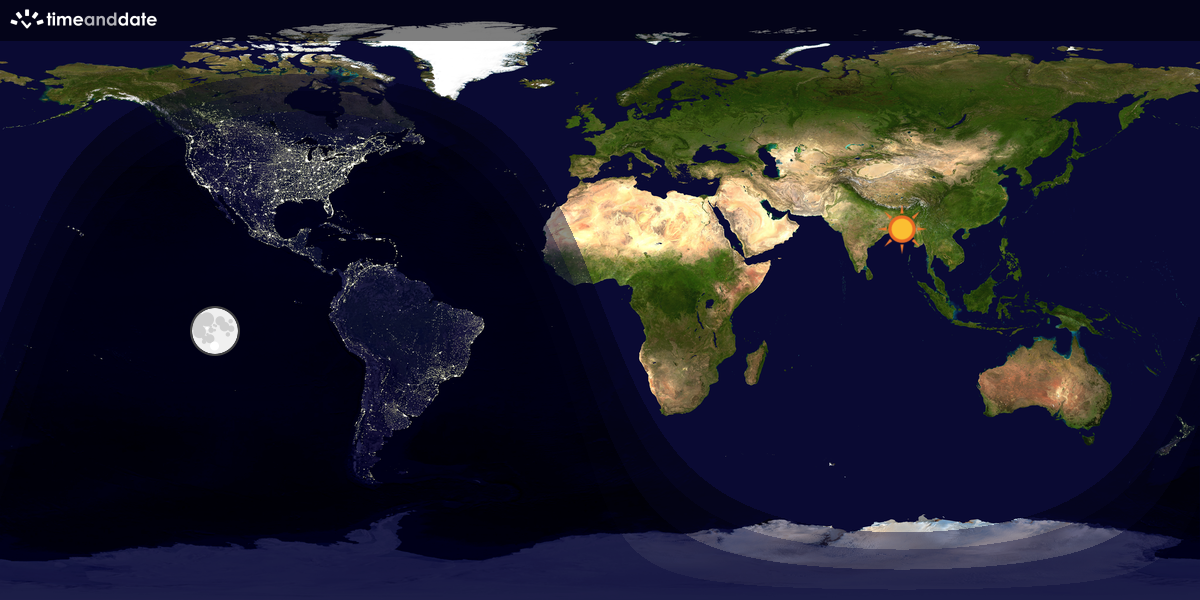 Verdenskart som viser dag og natt 