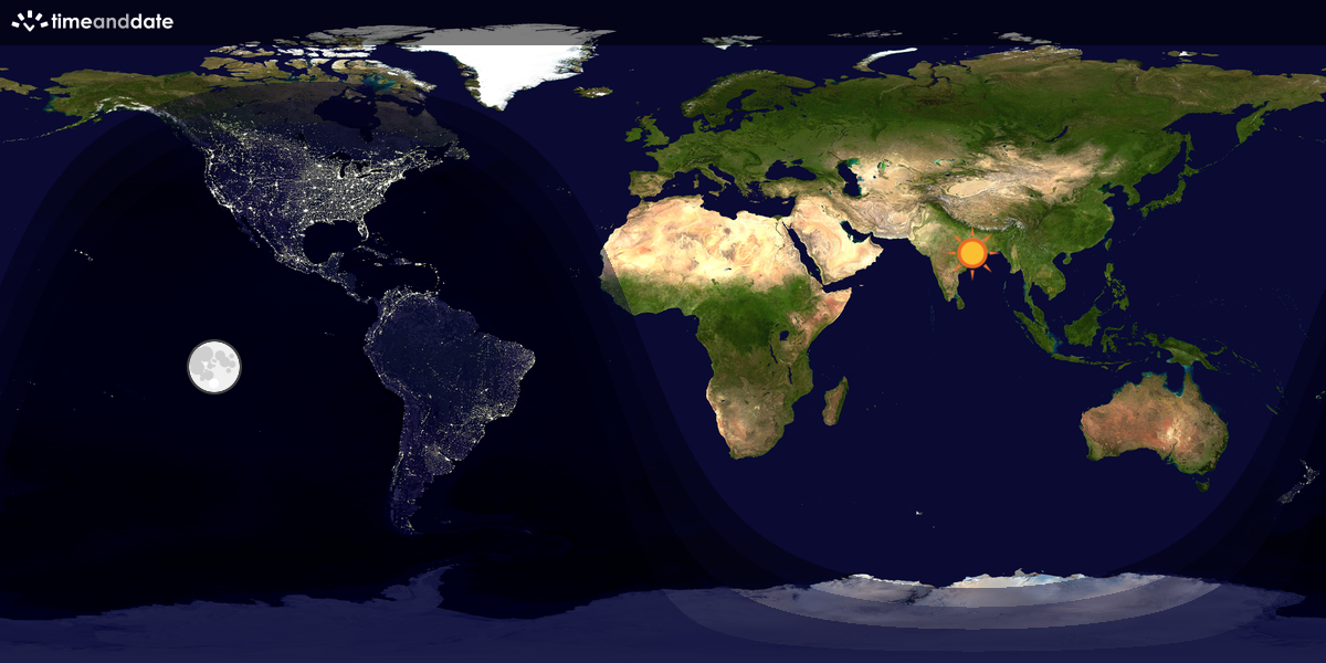 Verdenskart som viser dag og natt 