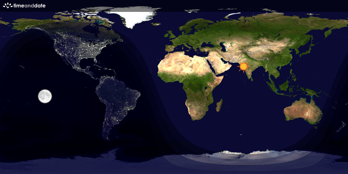 Verdenskart som viser dag og natt 
