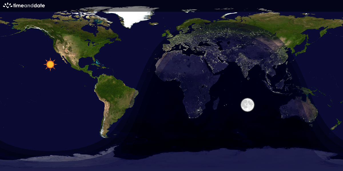 Verdenskart som viser dag og natt 