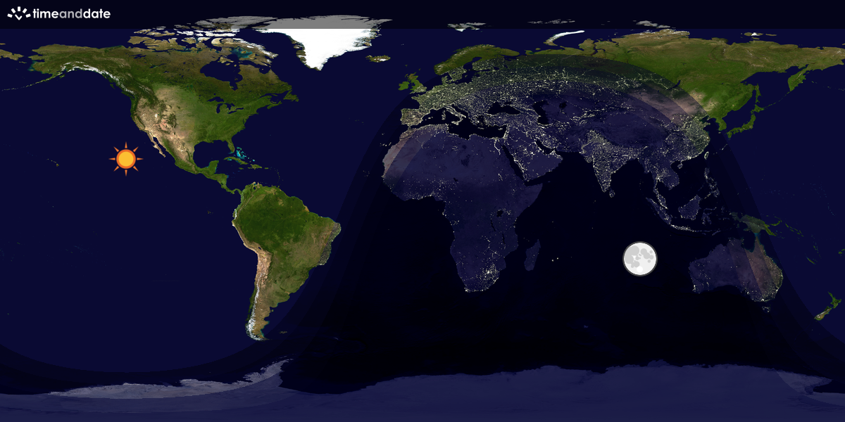 Verdenskart som viser dag og natt 