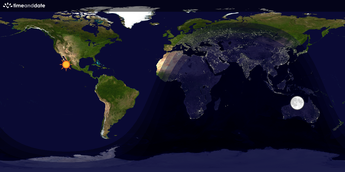 Verdenskart som viser dag og natt 