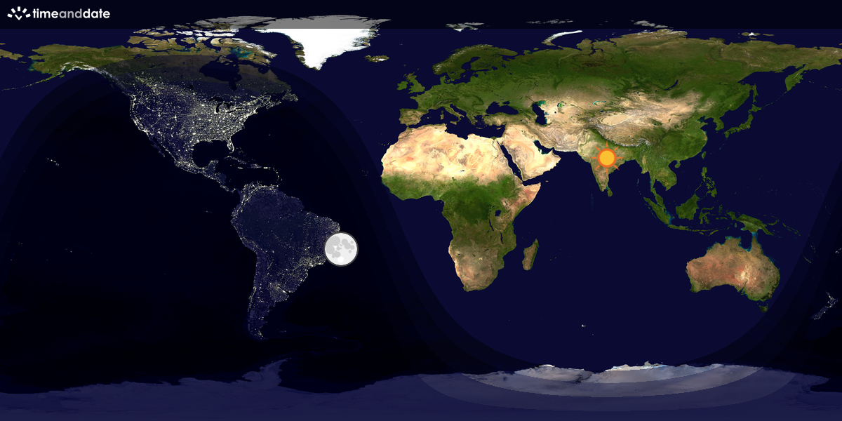 Verdenskart som viser dag og natt 