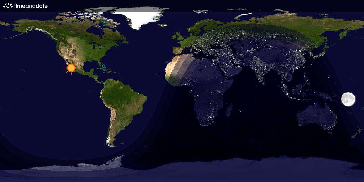 Verdenskart som viser dag og natt 