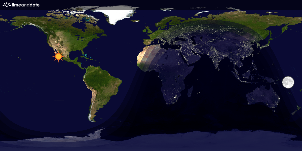 Verdenskart som viser dag og natt 