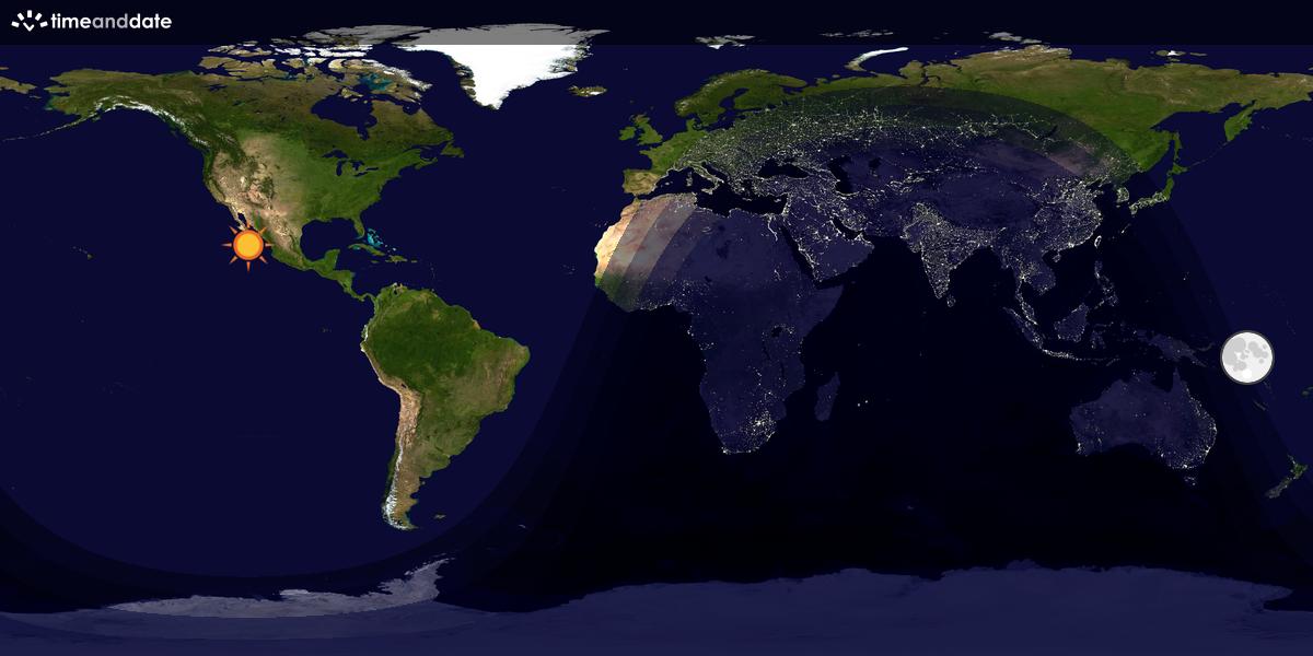 Verdenskart som viser dag og natt 