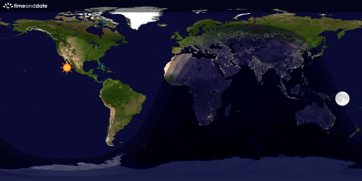 Verdenskart som viser dag og natt 